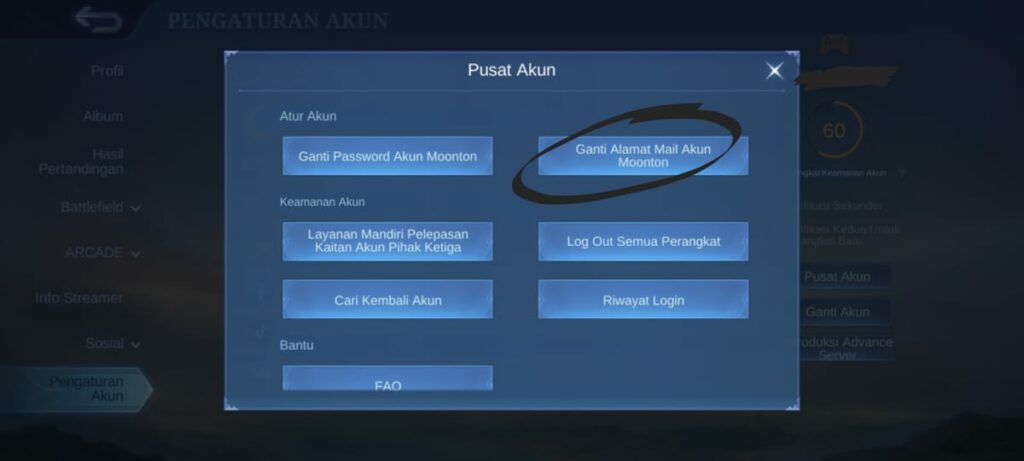 Cara Ganti Email Akun Moonton
