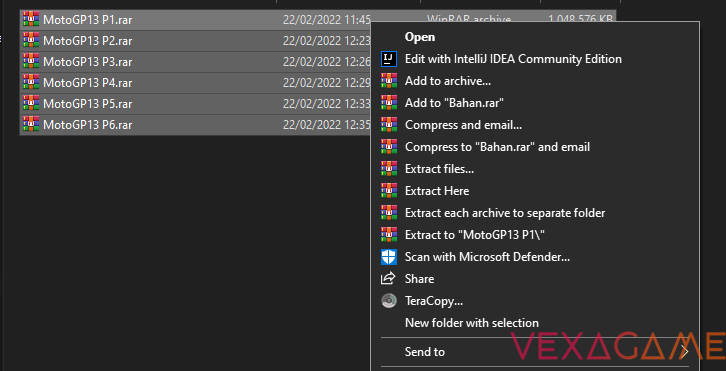 Klik kanan pada file
