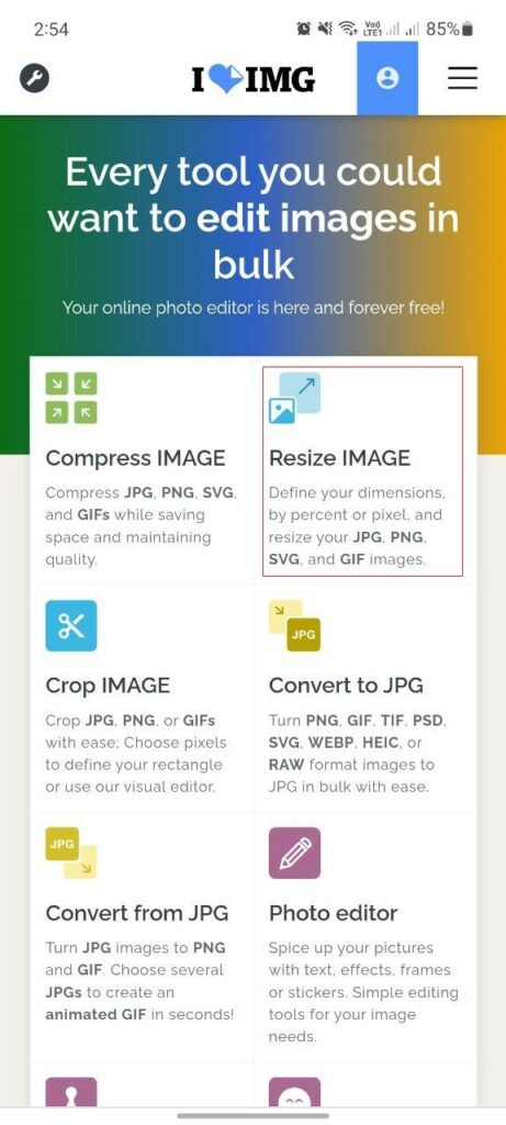 Pilih "Resize IMAGE"