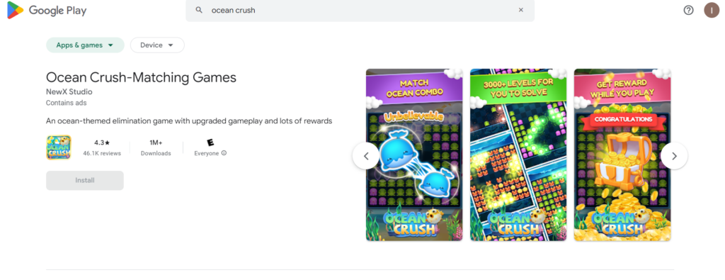 Rekomendasi Game Penghasil Uang - Ocean Crush