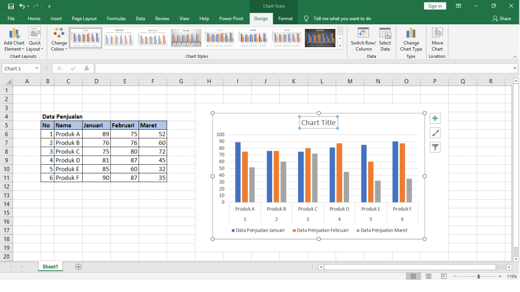 cara membuat grafik microsoft excel