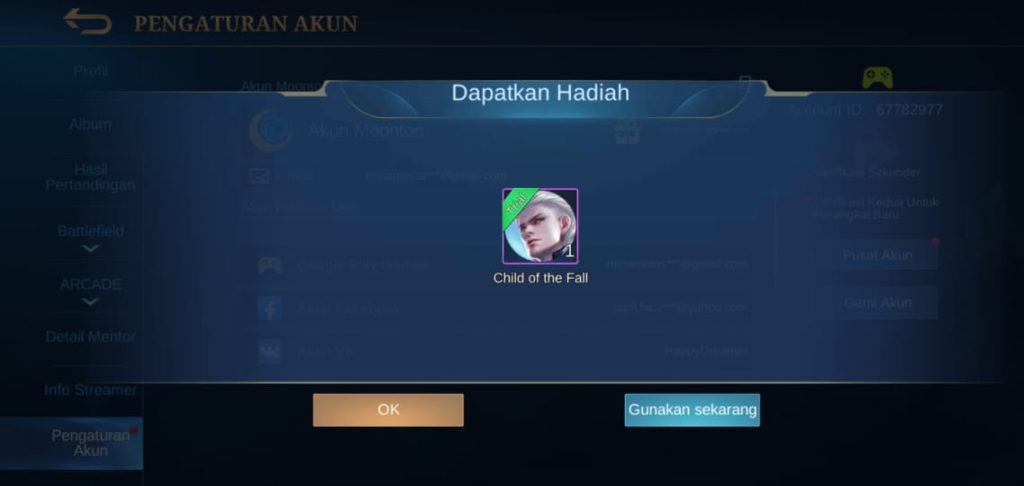 Kamu klik ikon kado tersebut maka kamu akan mendapatkan hadiah trial skin