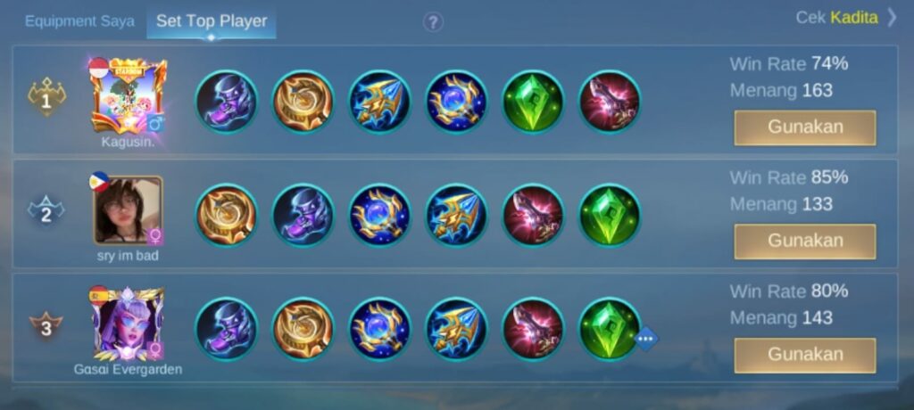 Build Kadita Mobile Legends